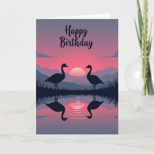 Peaceful Sunset Birds Card