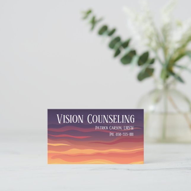 Peaceful Sunset Counseling Professional Business Card (Standing Front)