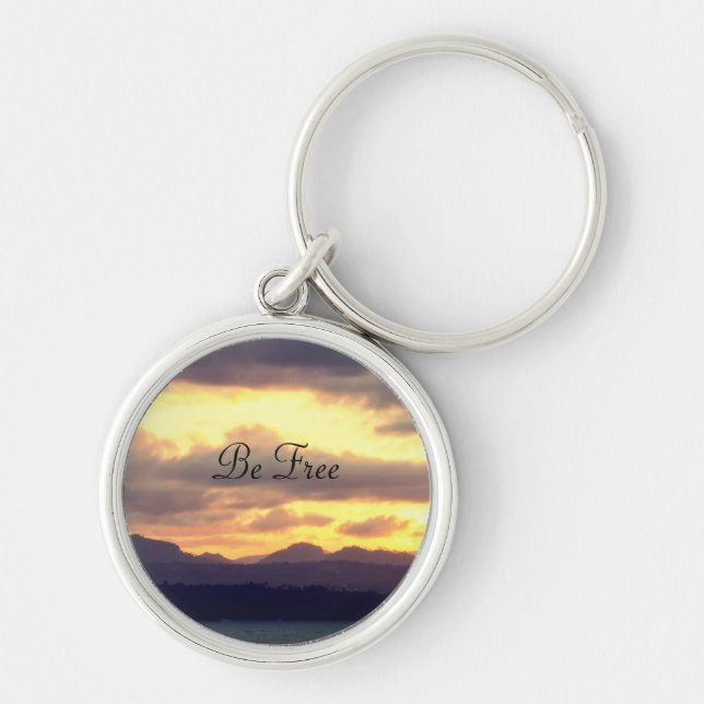 Peaceful Sunset | Custom Text Key Ring (Front)