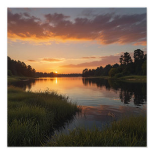  Peaceful Sunset Landscape Vibes Photo Print