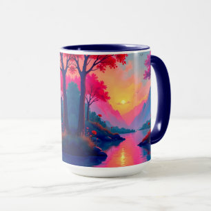 Peaceful Sunset Mountains Fantasy Landscape Mug