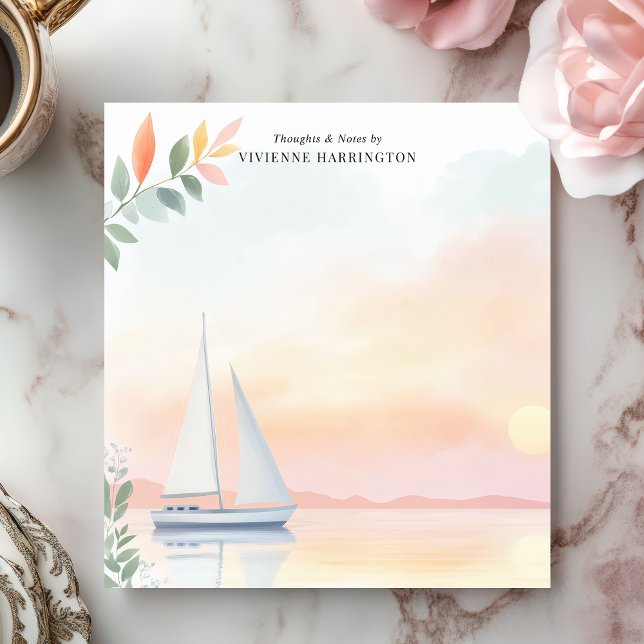 Peaceful Sunset Sailboat Watercolor Personalised Notepad (Creator Uploaded)