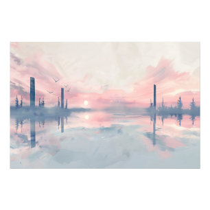 Peaceful Sunset Watercolor Print: Nature Art  Photo Print