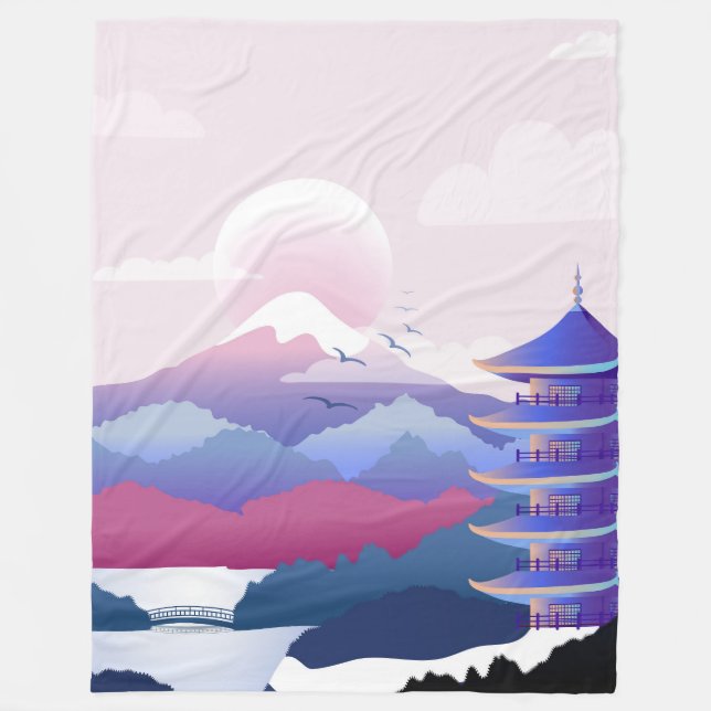 Peaceful Temple Scenery At Dawn Fleece Blanket (Front)