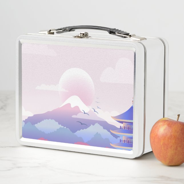 Peaceful Temple Scenery At Dawn Metal Lunch Box (In Situ)