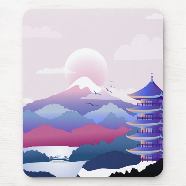 Peaceful Temple Scenery At Dawn Mouse Pad (Front)