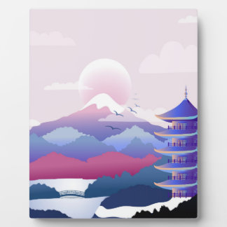Peaceful Temple Scenery At Dawn Plaque