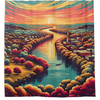 “Peaceful Texas Hill Country Sunset" Shower Curtain
