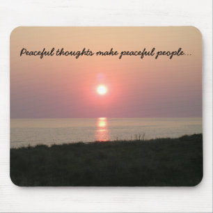Peaceful Thoughts/Sunset on Beach over the Sea Mouse Pad