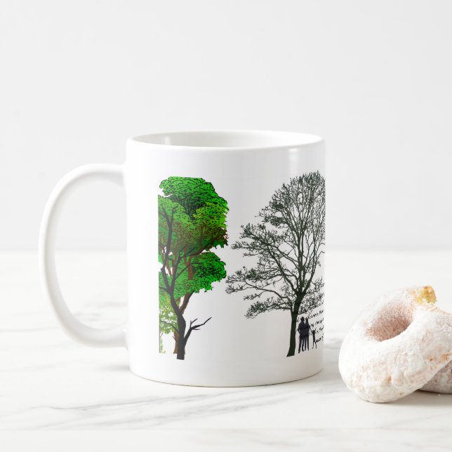 peaceful tree silhouette  coffee mug (With Donut)