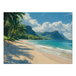 Peaceful Tropical Beach with Turquoise Waters Poster