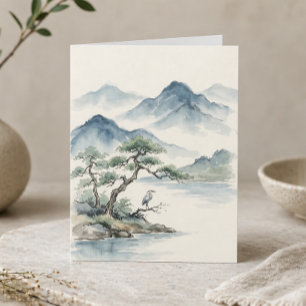 Peaceful Watercolor Landscape Minimalist Nature Card