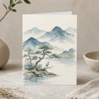 Peaceful Watercolor Landscape Minimalist Nature Card