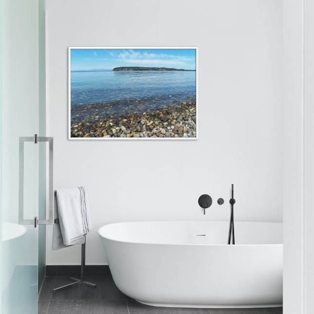 Peaceful Waters Beach Pebbles Seascape Photo Print (In Situ Framed)