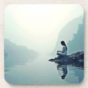 Peaceful Waterside Meditation Design Coaster