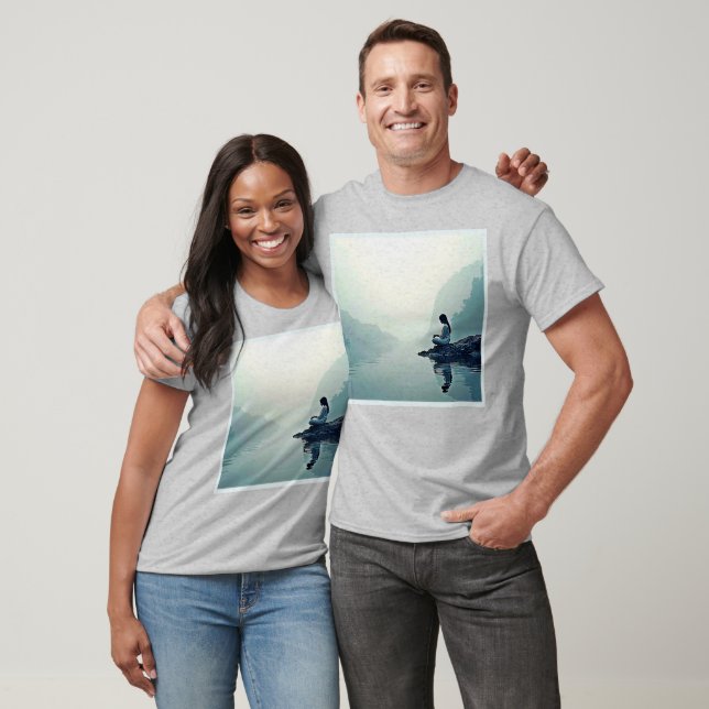 Peaceful Waterside Meditation Design T-Shirt (Unisex)