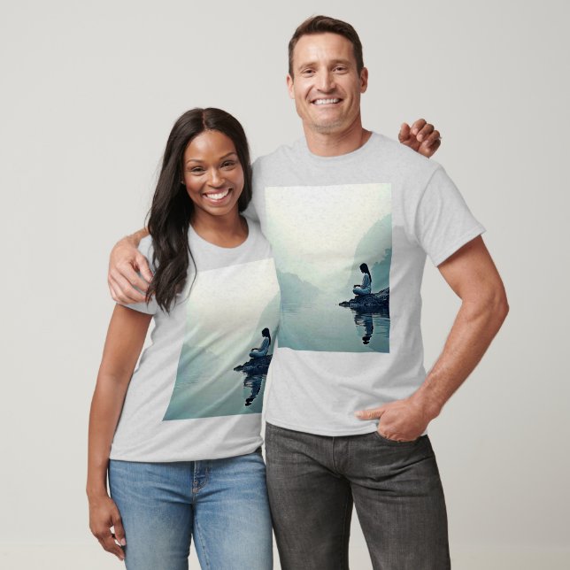 Peaceful Waterside Meditation Design T-Shirt (Unisex)