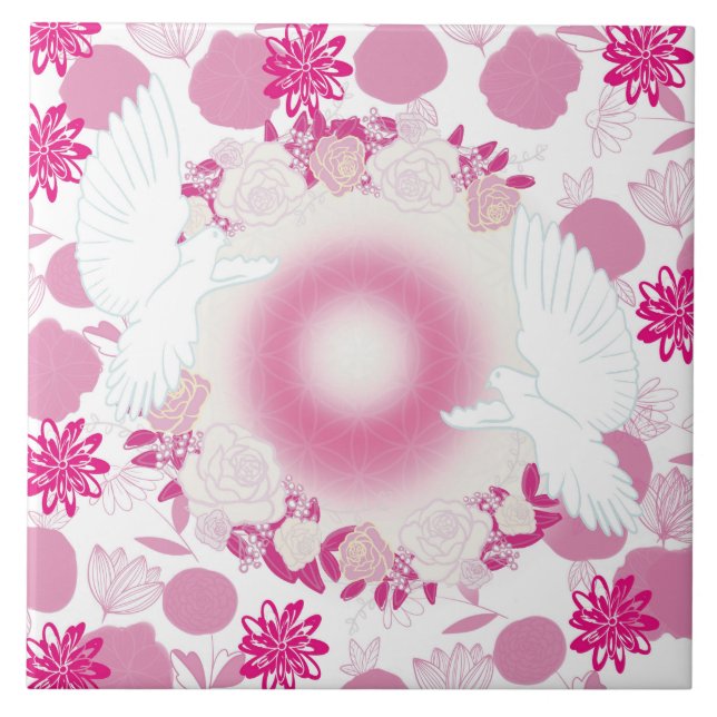 "Peaceful White Dove – Symbol of Hope and Serenity Tile (Front)