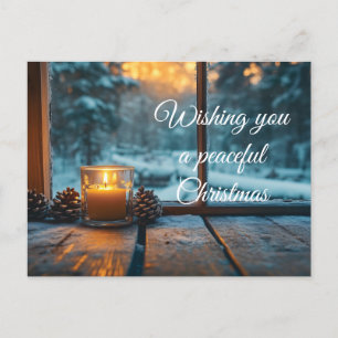Peaceful winter Christmas decoration in the window Postcard