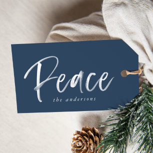 Peaceful Winter Navy Holiday Gift Tags