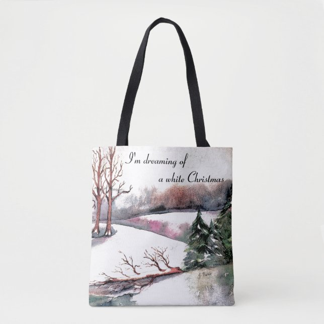 Peaceful Winter Scene Holiday Tote Bag (Front)
