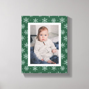 Peaceful Winter Snowflake Green Canvas Print
