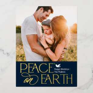 Peaceful Wish Foil Photo Holiday Postcard