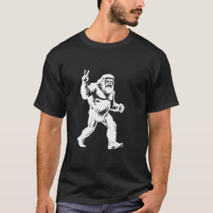 Peaceful Yeti Making A Peace Sign Humour T-Shirt