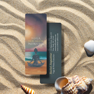 Peaceful Yoga Meditation Moonlight Sky Ocean Beach Mini Business Card