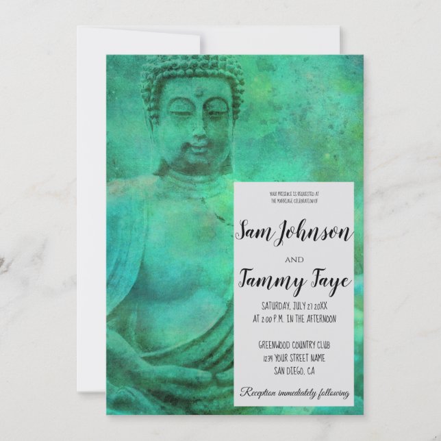 Peaceful Zen Buddha Invitation (Front)