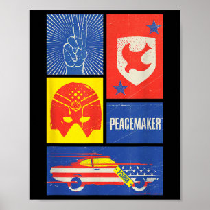 Peacemaker Sign, Shield, Helmet And Car  Poster