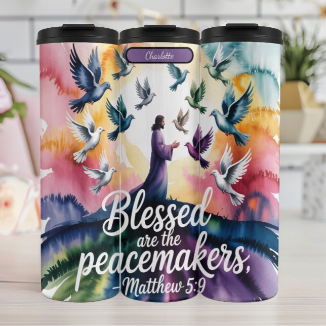 Peacemakers Blessed, Doves of Light Thermal Tumbler (Creator Uploaded)