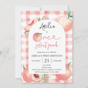 Peach 1st Birthday Girl Invitation