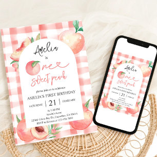 Peach 1st Birthday Girl Invitation