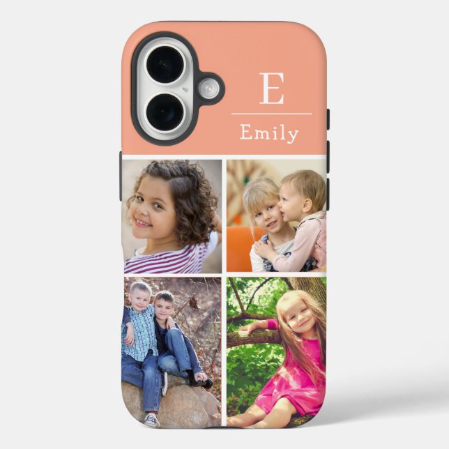 Peach 4 photo Name and Initial  Case-Mate iPhone Case (Back)