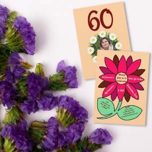 Peach 60th Birthday Simple Red Sunflower Invitation