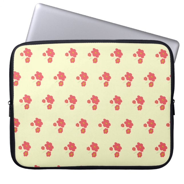 Peach abstract floral laptop sleeve (Front)