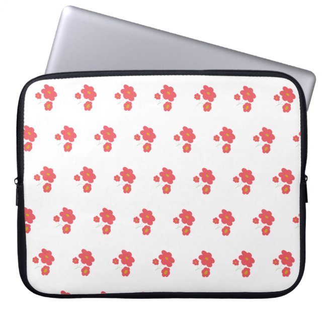 Peach abstract floral laptop sleeve (Front)