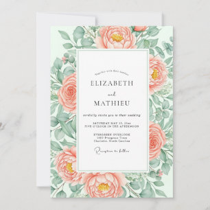 Peach Abundant Watercolor Spring Wedding Invitation