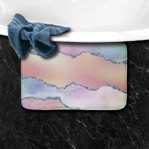 Peach Agate   Pretty Holographic Watercolor Ombre Bath Mat