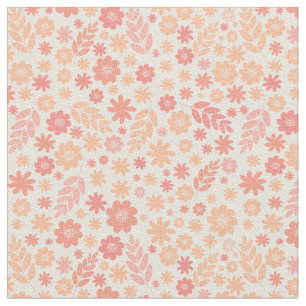 Peach Airy Wildflower Meadow Pattern Fabric