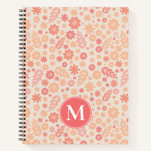 Peach Airy Wildflower Meadow Pattern Notebook