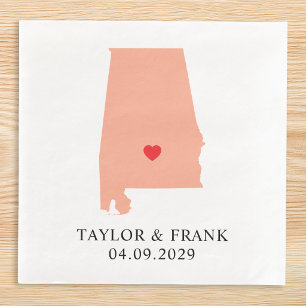 Peach Alabama Wedding Napkin