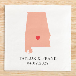 Peach Alabama Wedding Napkin