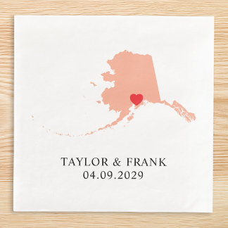 Peach Alaska Wedding Napkin