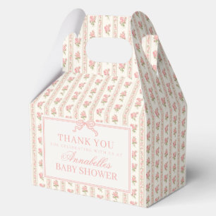 Peach and Beige Fancy Floral Baby Shower Favor Favour Box
