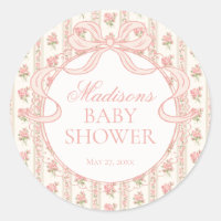 Peach and Beige Fancy Floral Baby Shower Seal