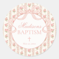 Peach and Beige Fancy Floral Baptism Envelope Seal