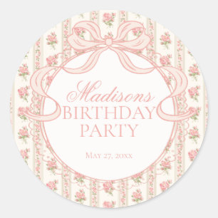 Peach and Beige Fancy Floral Birthday Circle Seal