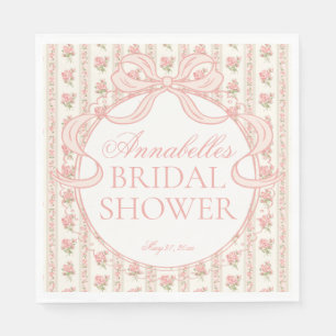 Peach and Beige Fancy Floral Bridal Shower Dessert Napkin